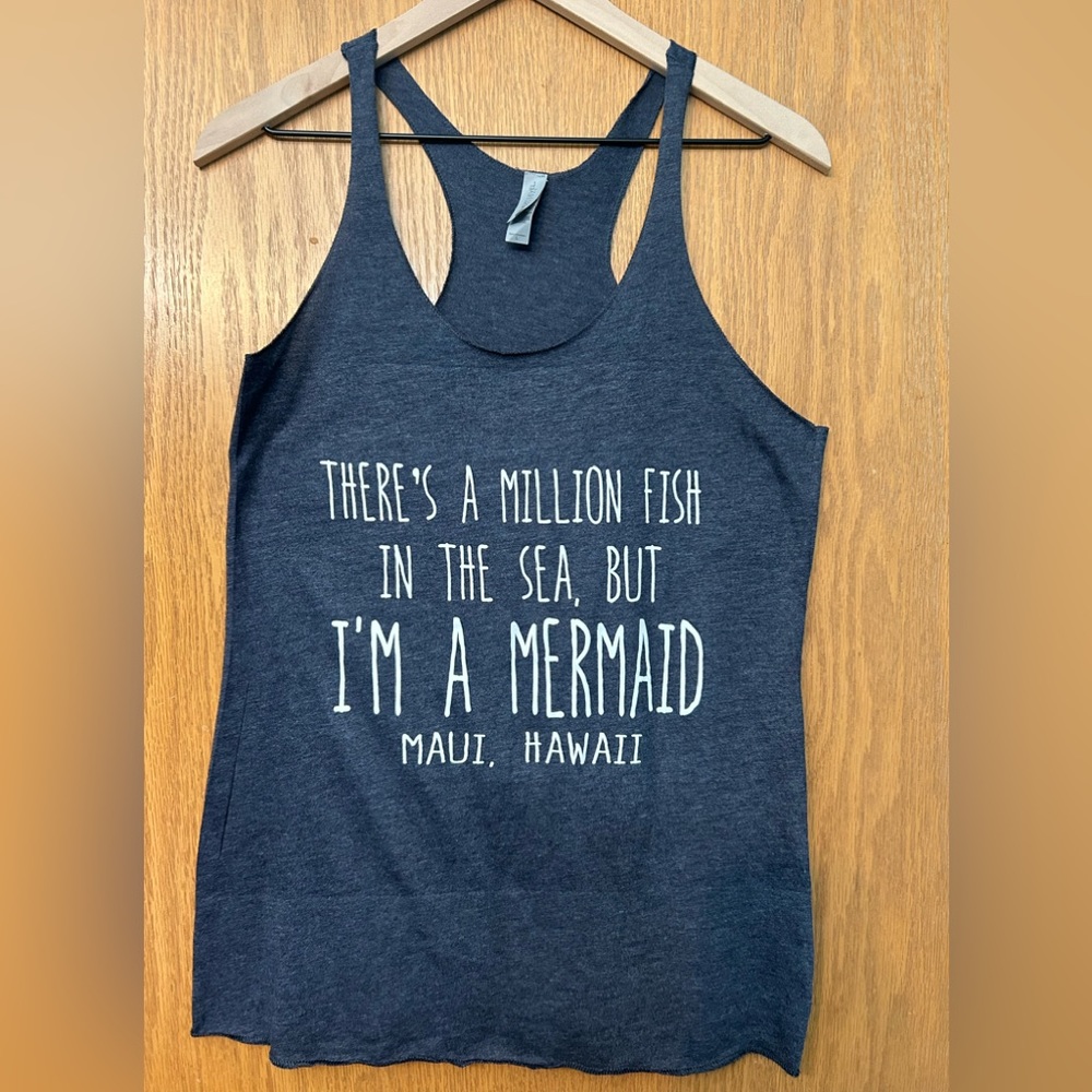 Mermaid tank top Hawaii soft blue tank top racerback Large next level apparel